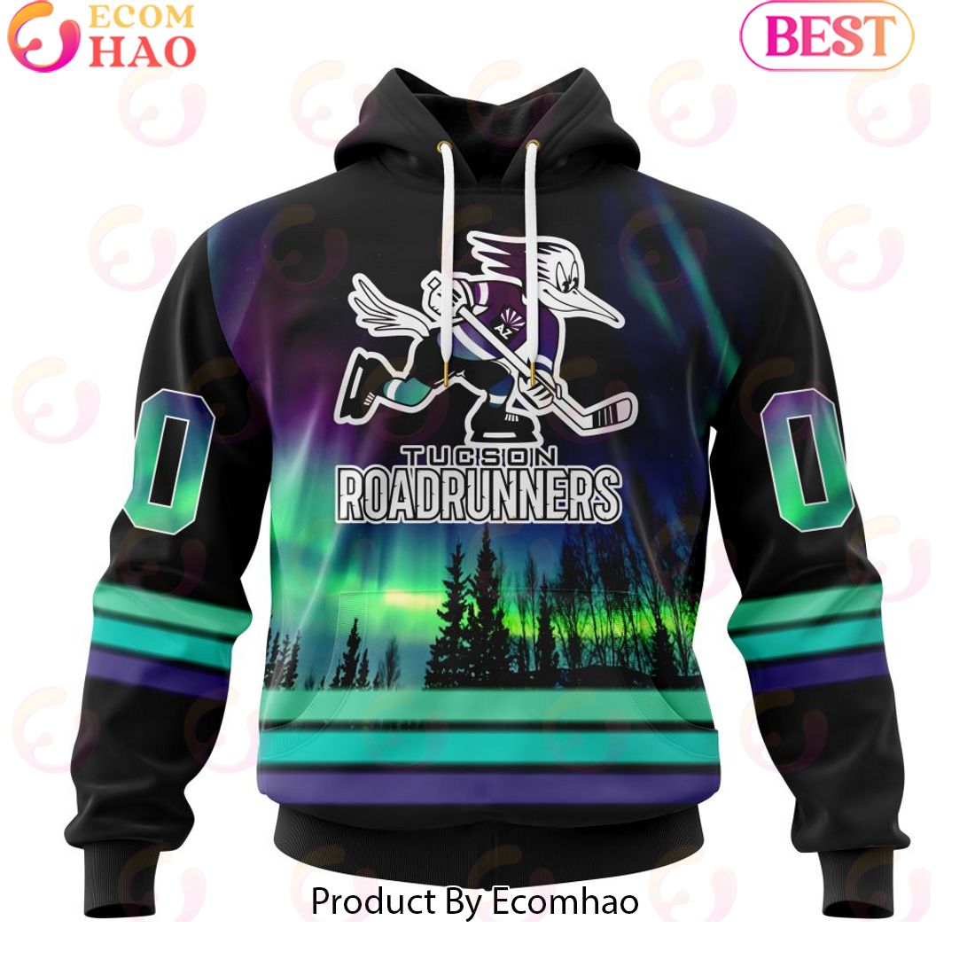 Personalized Tucson Roadrunners Special Design With Northern Lights 3D Hoodie