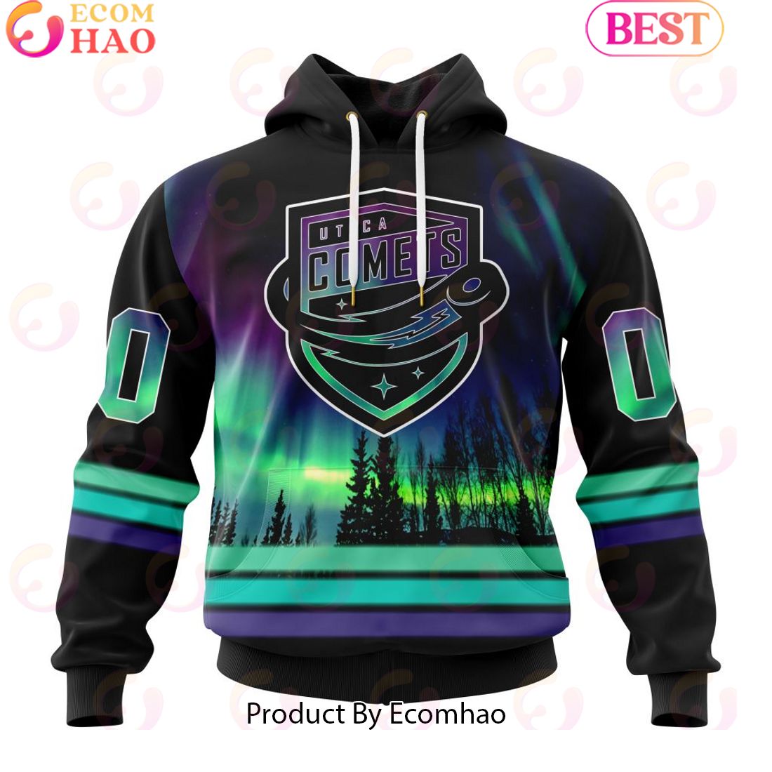 Personalized Utica Comets Special Design With Northern Lights 3D Hoodie