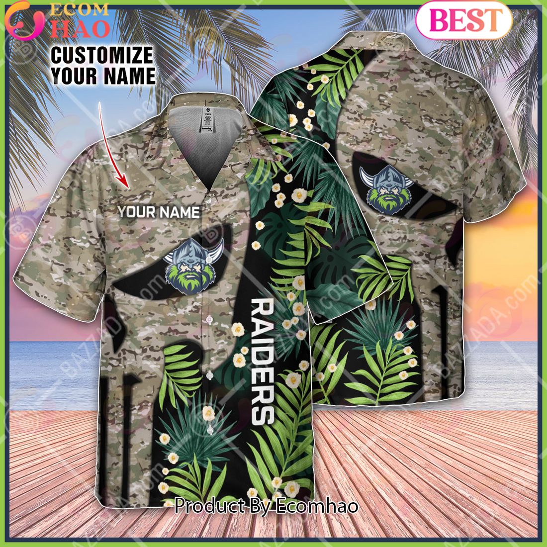 Personalized NRL Canberra Raiders Punisher Movies Design Hawaiian Shirt