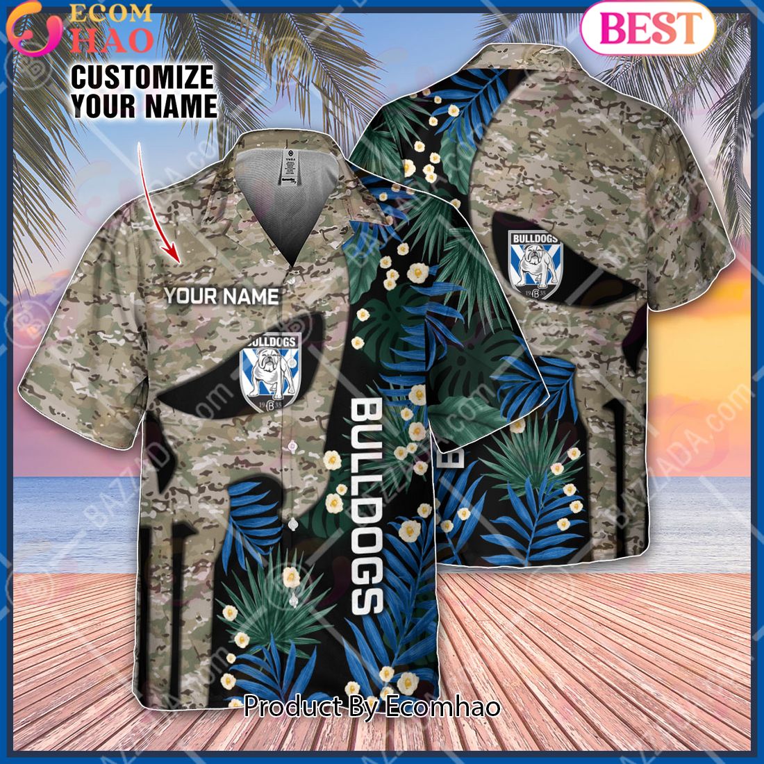 Personalized NRL Canterbury-Bankstown Bulldogs Punisher Movies Design Hawaiian Shirt