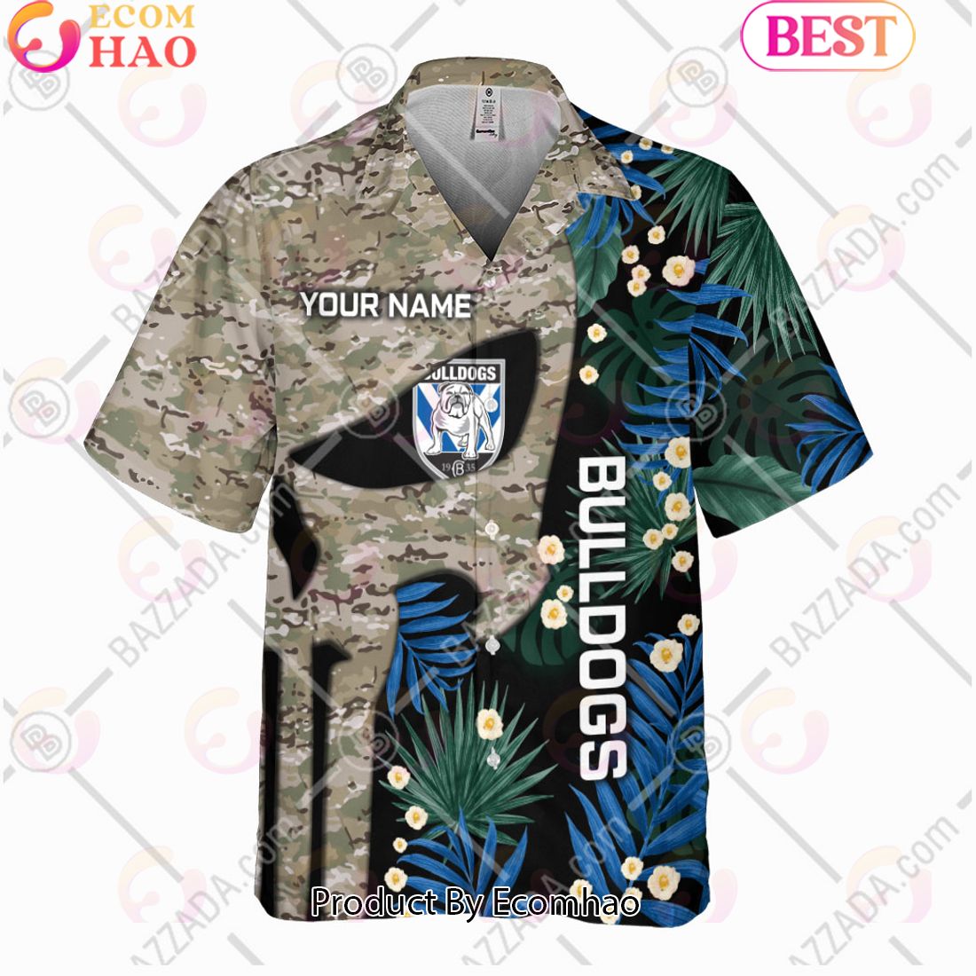 Personalized NRL Canterbury-Bankstown Bulldogs Punisher Movies Design Hawaiian Shirt