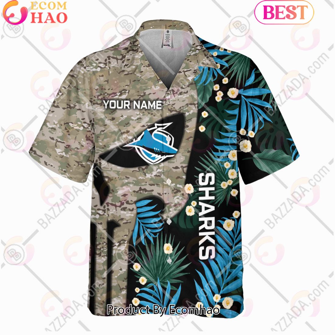 Personalized NRL Cronulla-Sutherland Sharks Punisher Movies Design Hawaiian Shirt