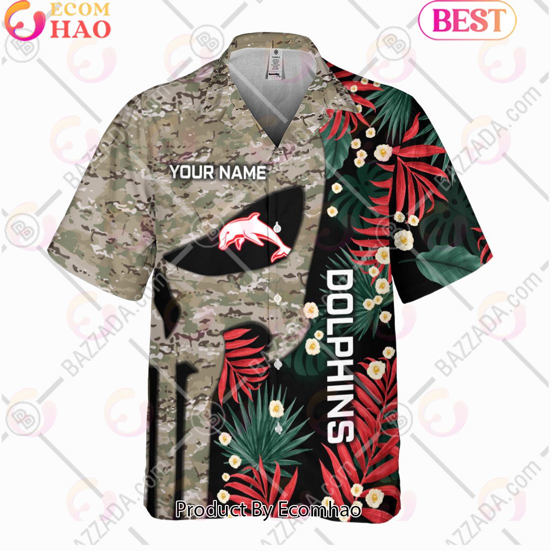 Personalized NRL Dolphins Punisher Movies Design Hawaiian Shirt