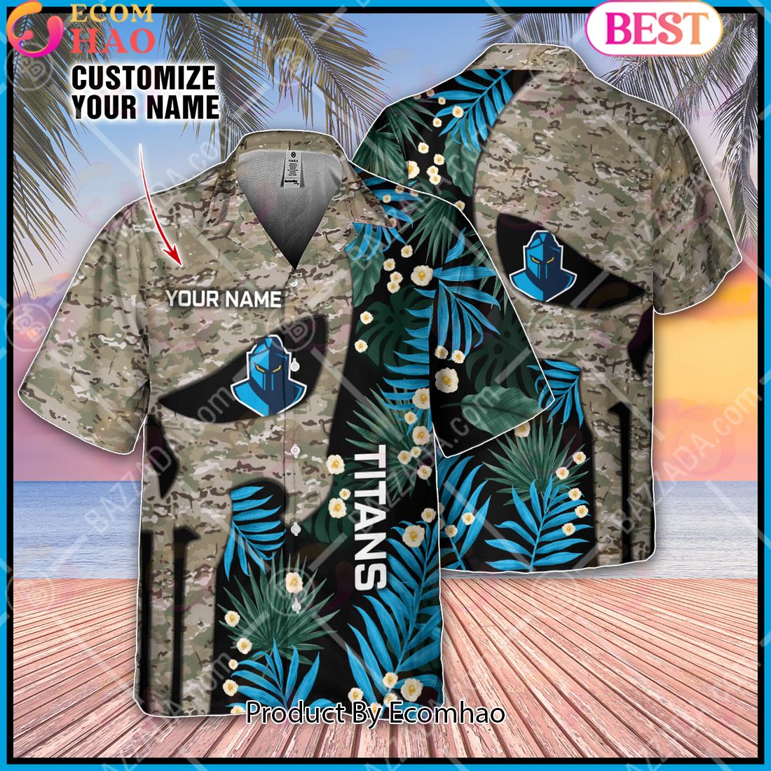 Personalized NRL Gold Coast Titans Punisher Movies Design Hawaiian Shirt