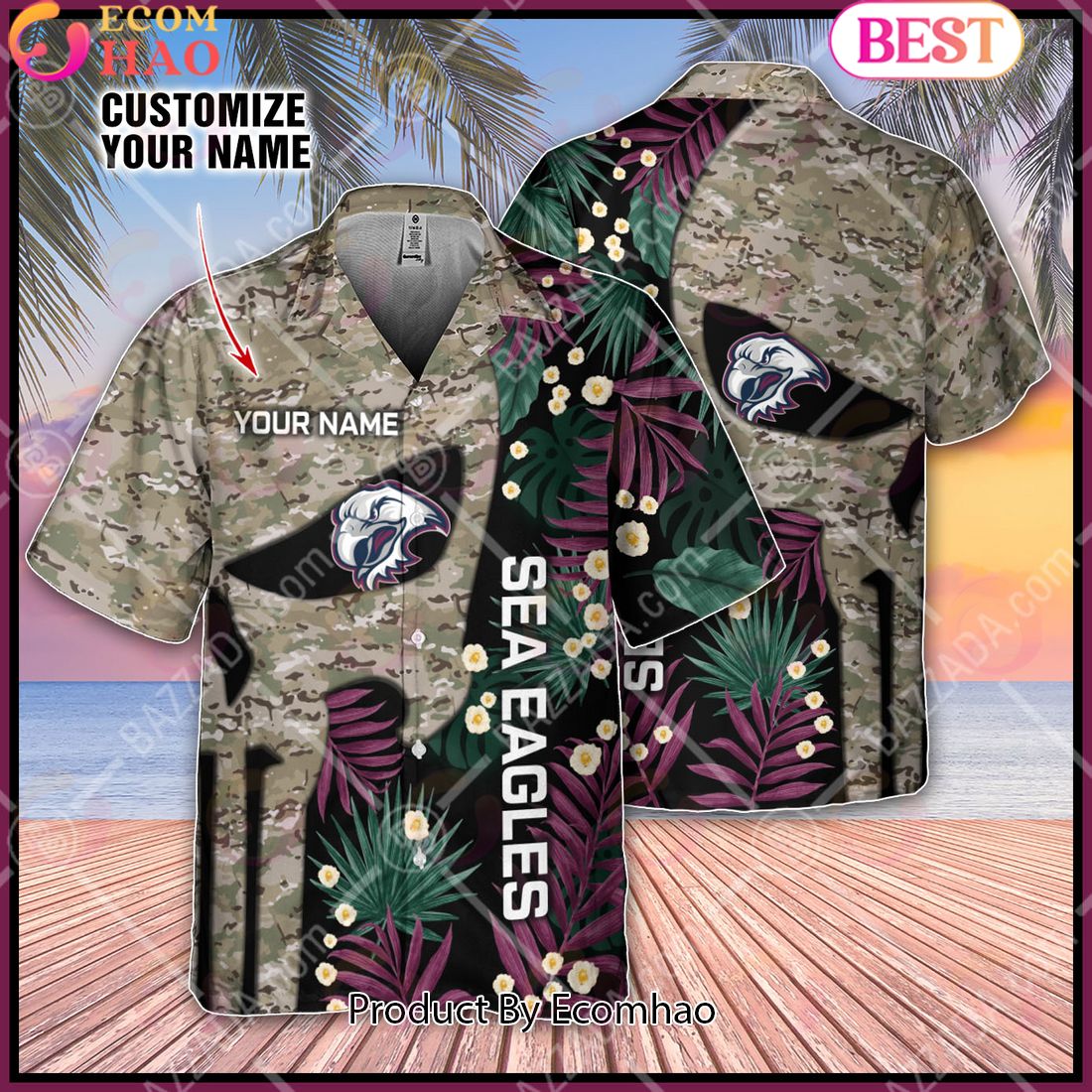 Personalized NRL Manly Warringah Sea Eagles Punisher Movies Design Hawaiian Shirt