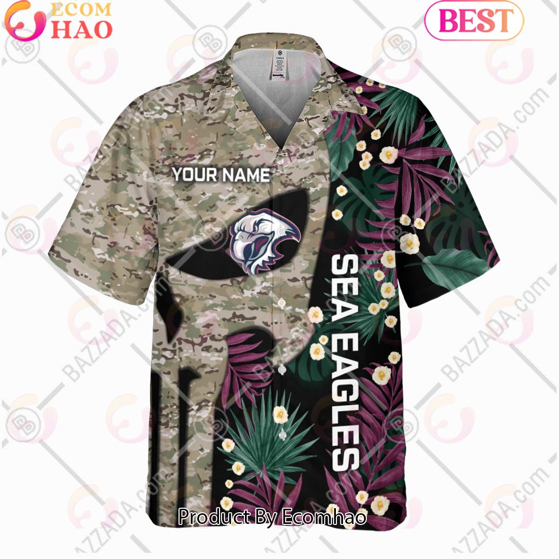 Personalized NRL Manly Warringah Sea Eagles Punisher Movies Design Hawaiian Shirt