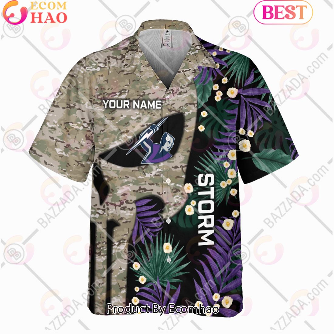 Personalized NRL Melbourne Storm Punisher Movies Design Hawaiian Shirt