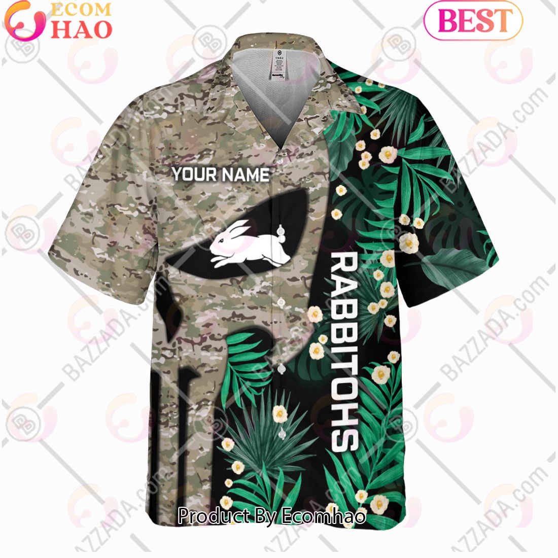 Personalized NRL South Sydney Rabbitohs Punisher Movies Design Hawaiian Shirt