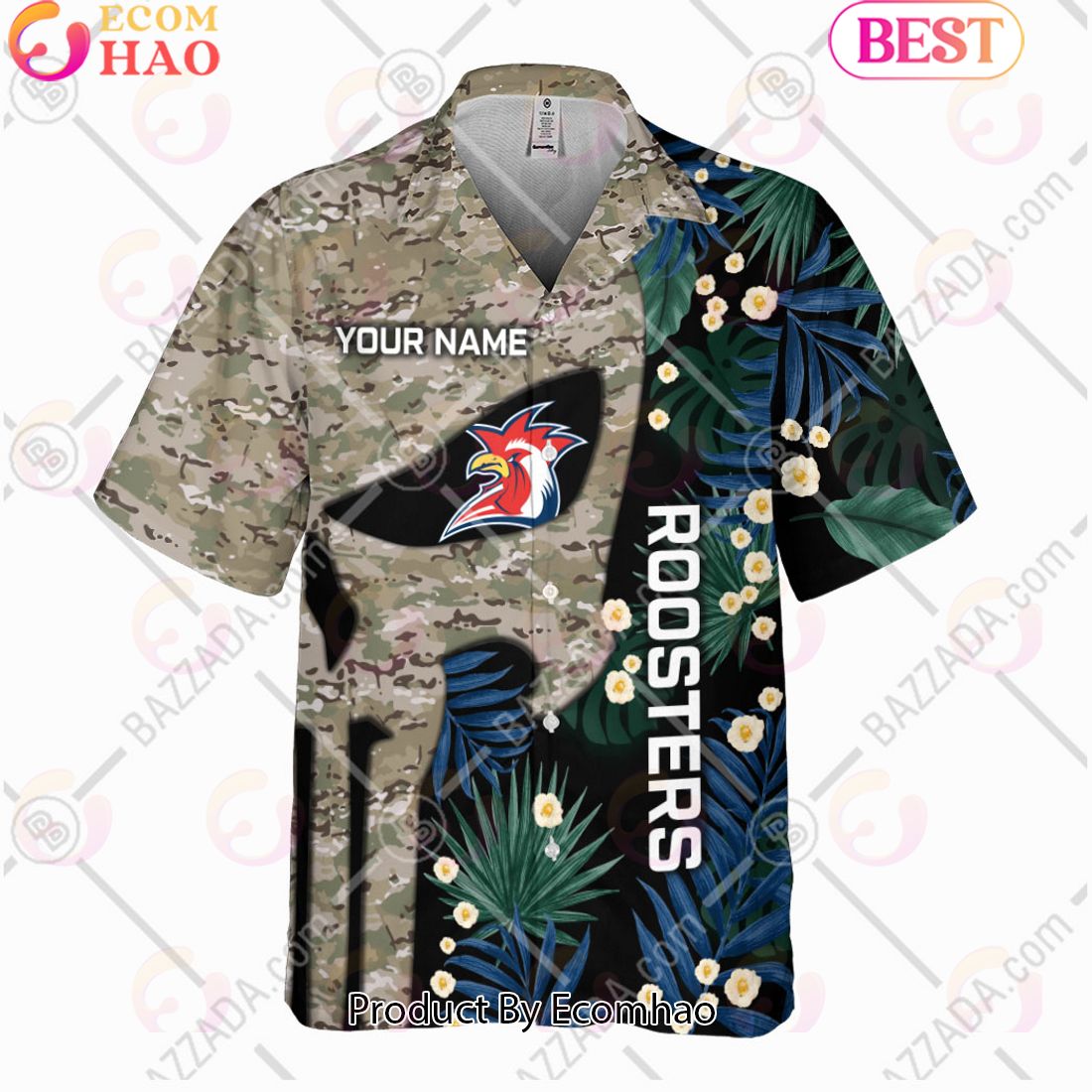 Personalized NRL Sydney Roosters Punisher Movies Design Hawaiian Shirt