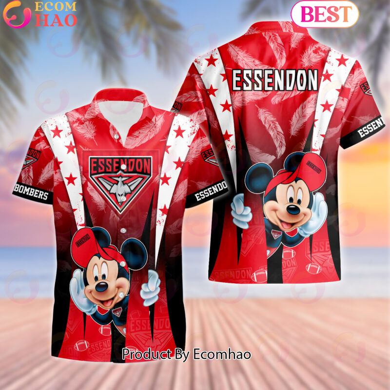 Mickey Mouse Disney AFL Essendon Bombers Hawaiian Shirt