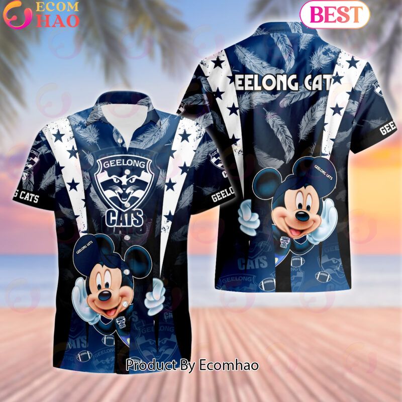 Mickey Mouse Disney AFL Geelong Cats Hawaiian Shirt