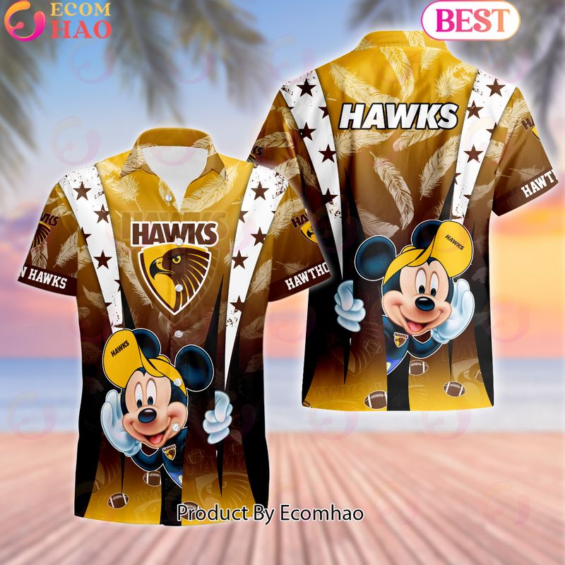 Mickey Mouse Disney AFL Hawthorn Hawks Hawaiian Shirt