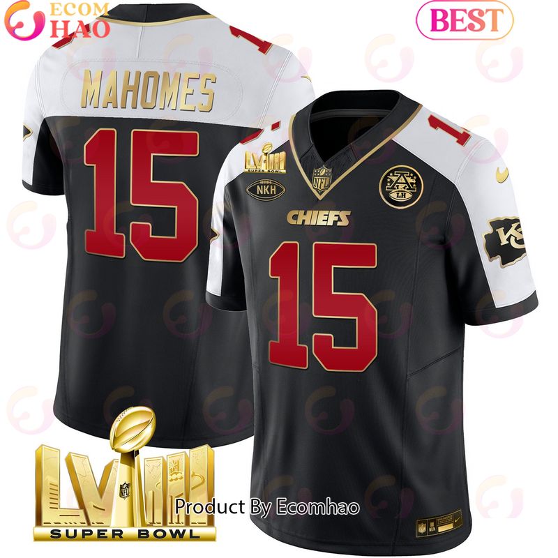 Men’s Chiefs Super Bowl LVIII Patrick Mahomes Black Alternate Football Jersey