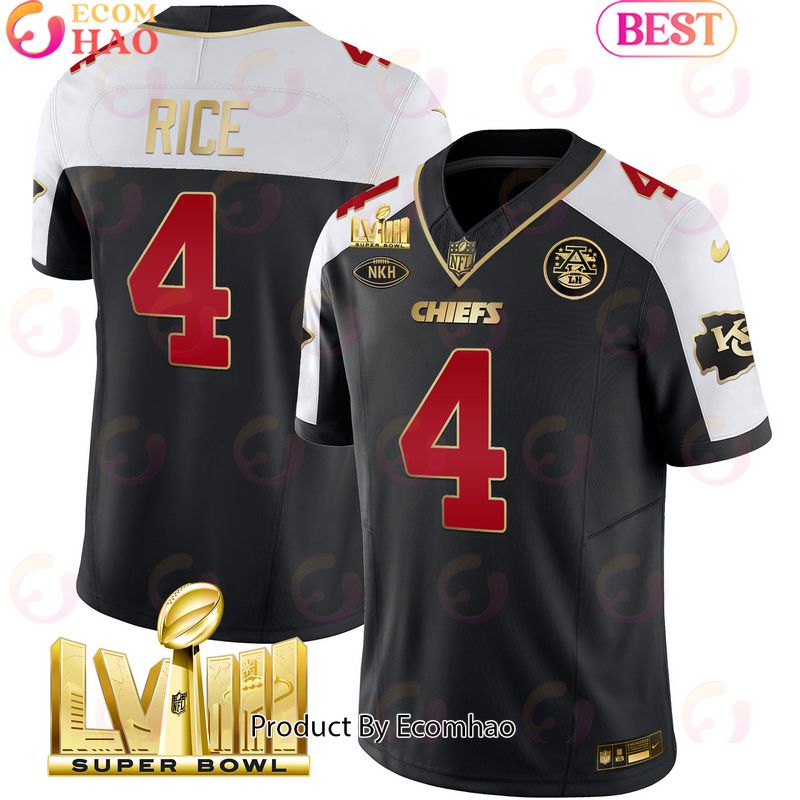 Men’s Chiefs Super Bowl LVIII Rashee Rice Black Alternate Football Jersey