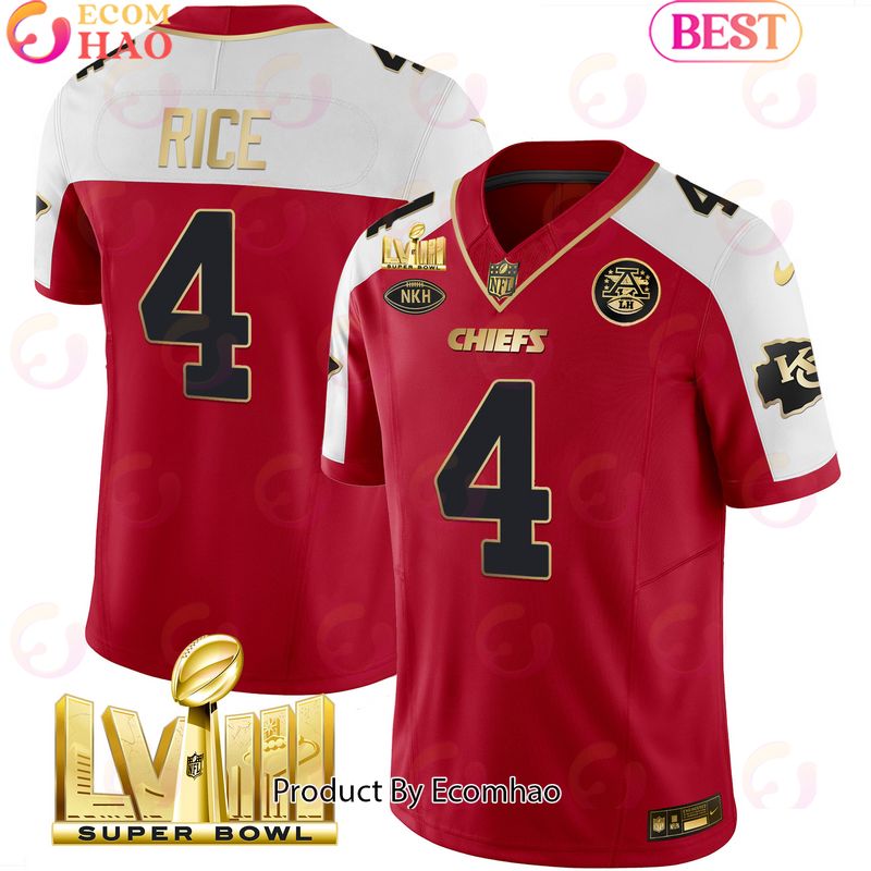 Men’s Chiefs Super Bowl LVIII Rashee Rice Red Alternate Football Jersey