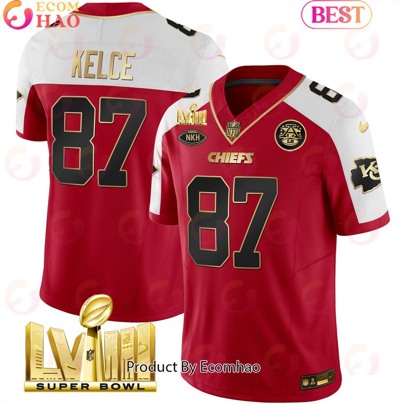 Men’s Chiefs Super Bowl LVIII Travis Kelce Red Alternate Football Jersey