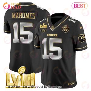 Men’s Kansas City Chiefs Super Bowl LVIII Gold Patch Patrick Mahomes Black Limited Football Jersey Men’s Kansas City Chiefs Super Bowl LVIII Gold Patch Patrick Mahomes Black Limited Football Jersey