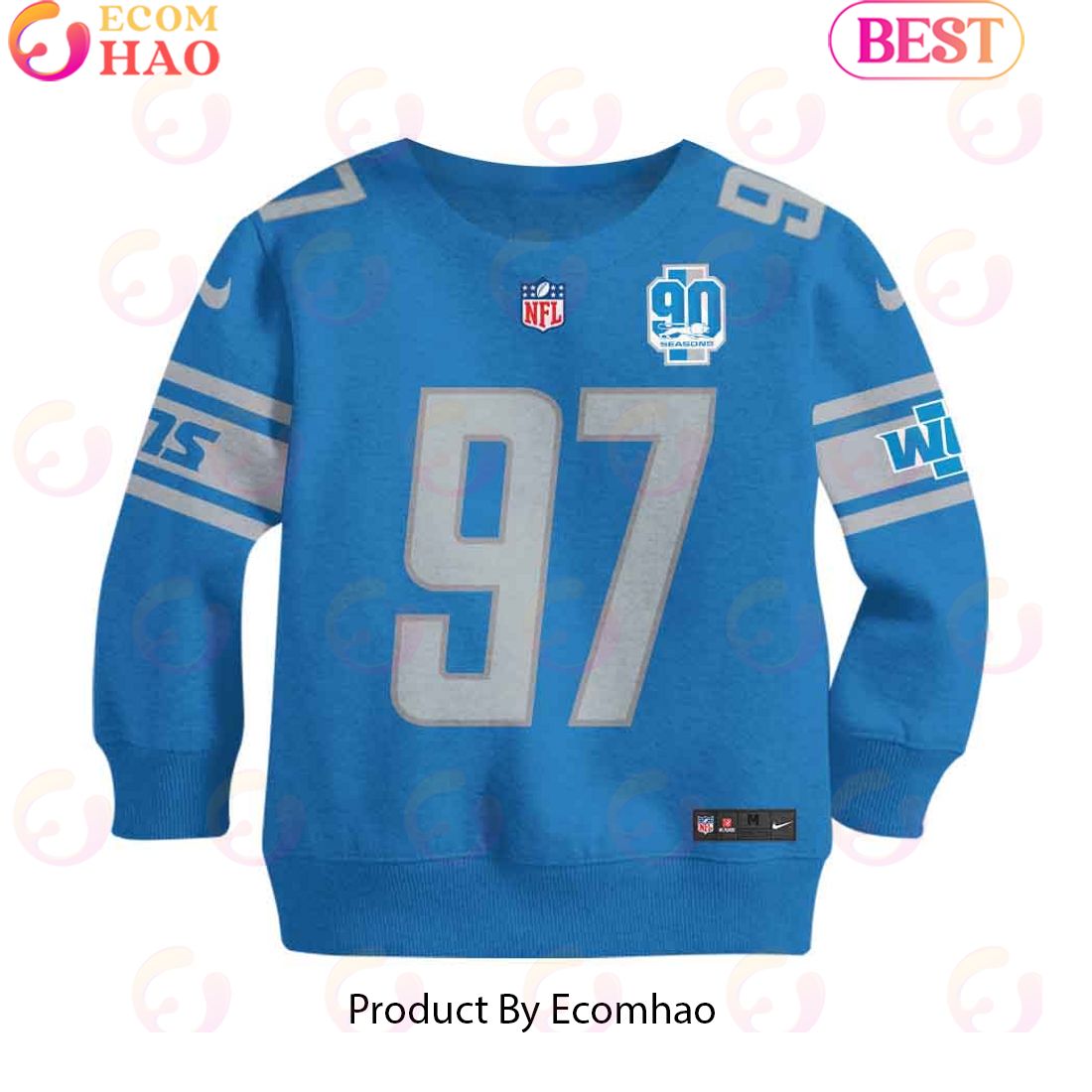 Limited Edition Aidan Hutchinson Detroit Lions Hoodie Jersey Kids