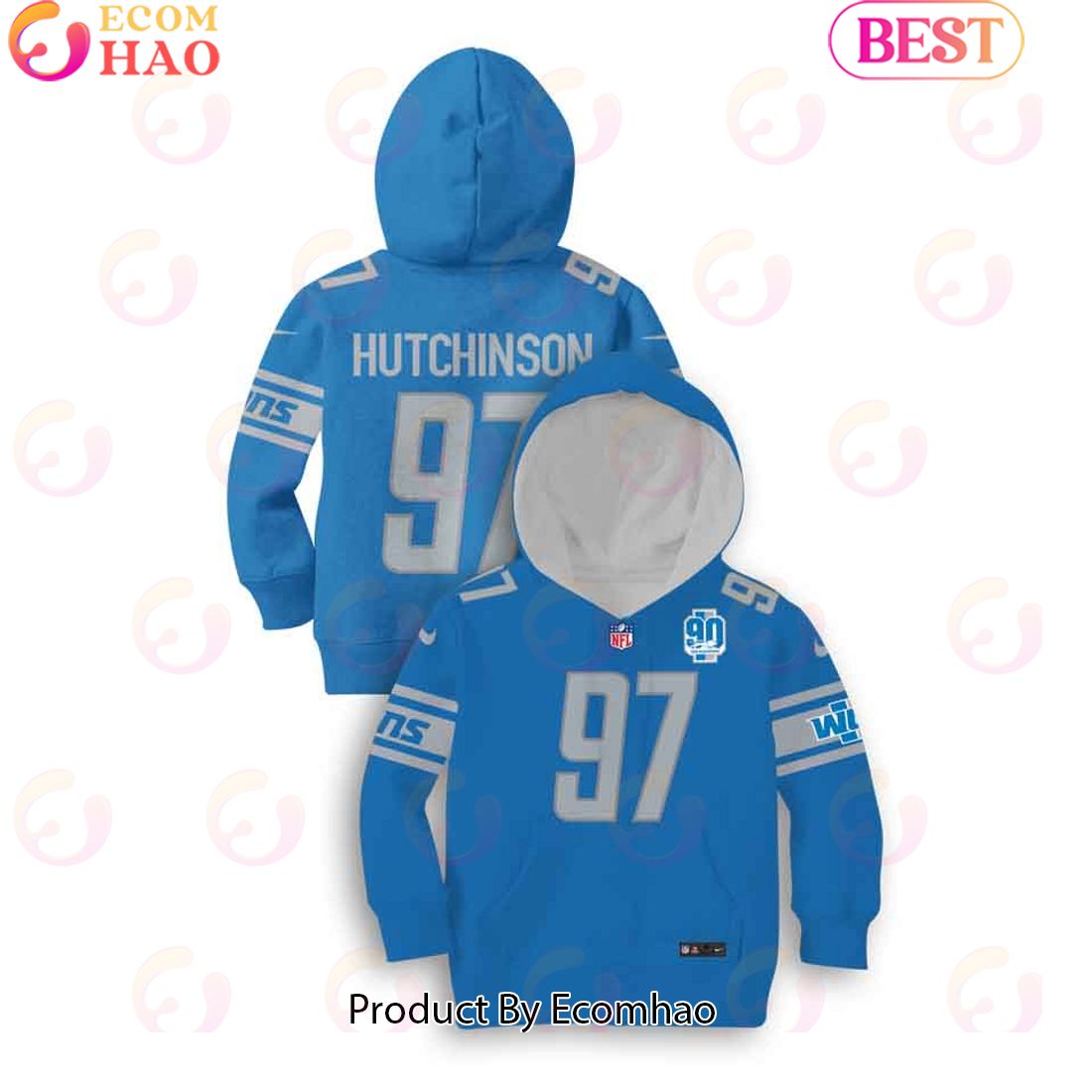 Limited Edition Aidan Hutchinson Detroit Lions Hoodie Jersey Kids