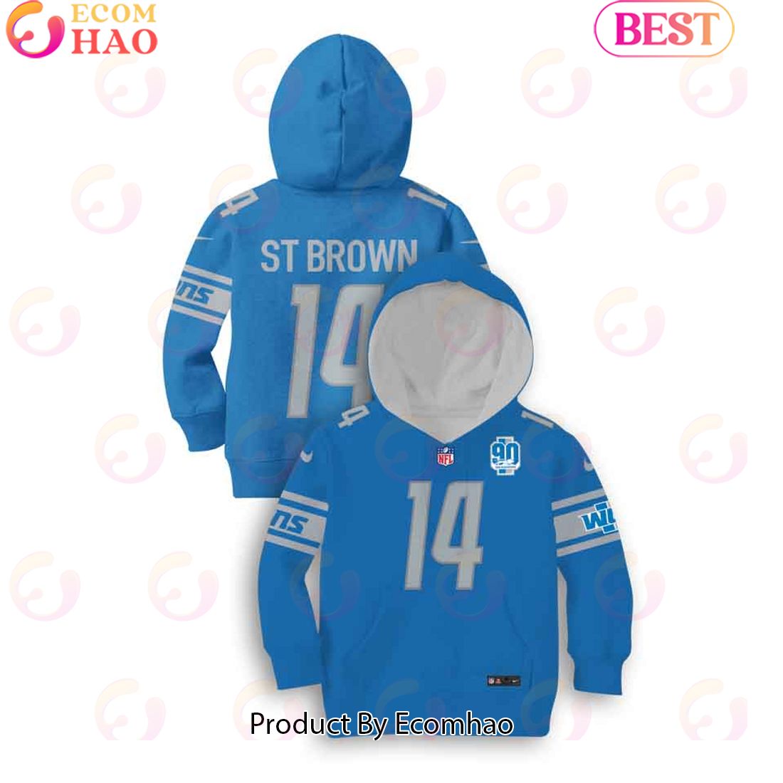 Limited Edition Amon-Ra St. Brown Detroit Lions Hoodie Jersey Kids