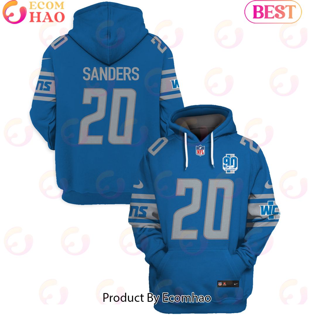 Limited Edition Barry Sanders Detroit Lions Hoodie Jersey