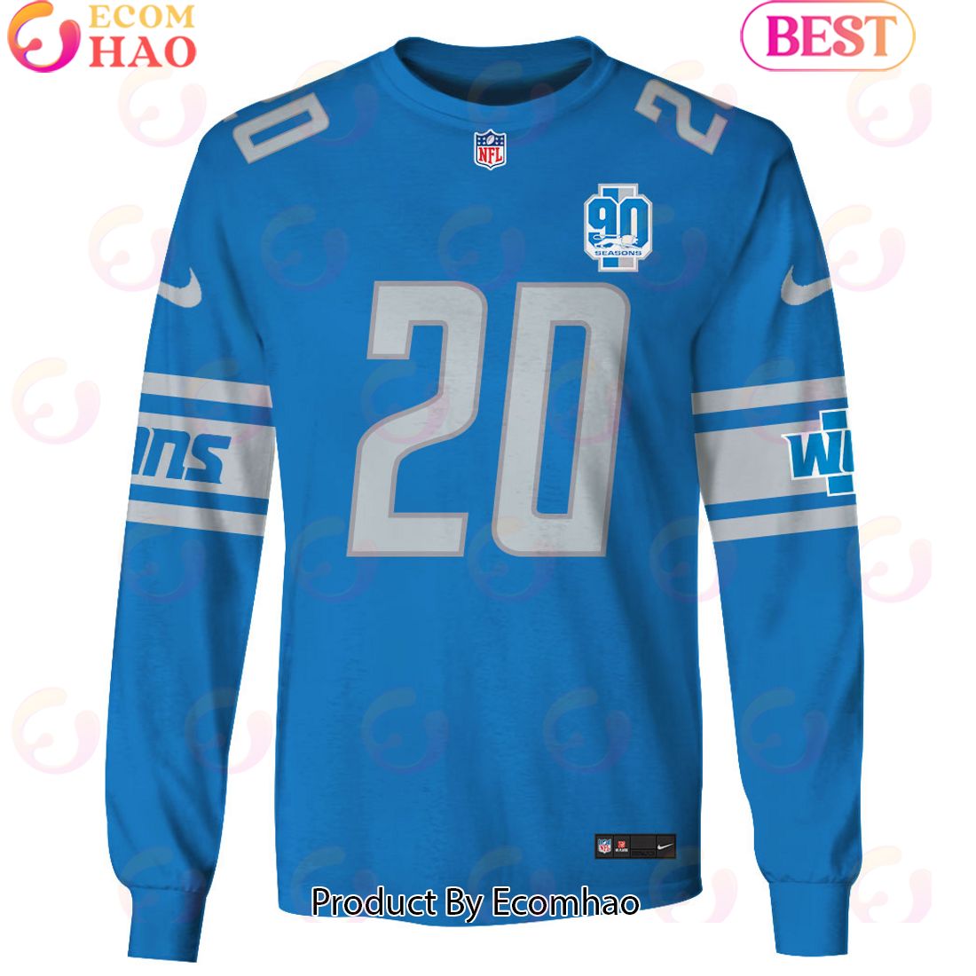 Limited Edition Barry Sanders Detroit Lions Hoodie Jersey