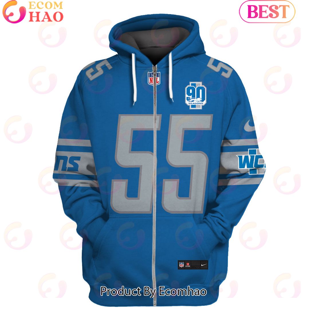 Limited Edition Derrick Barnes Detroit Lions Hoodie Jersey