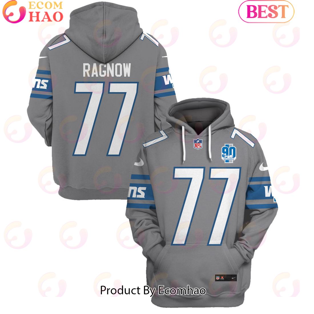 Limited Edition Frank Ragnow Detroit Lions Hoodie Jersey