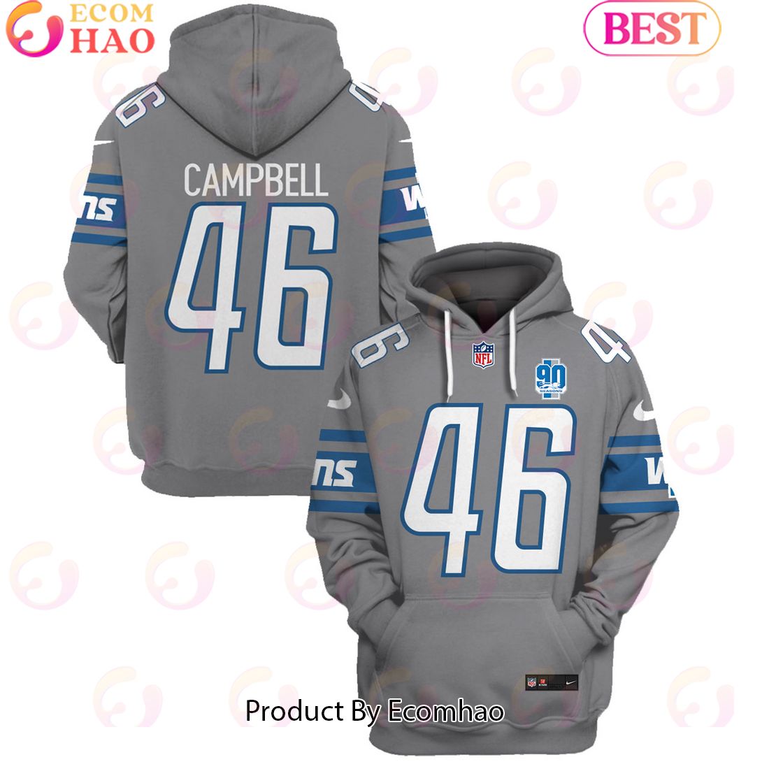 Limited Edition Jack Campbell Detroit Lions Hoodie Jersey