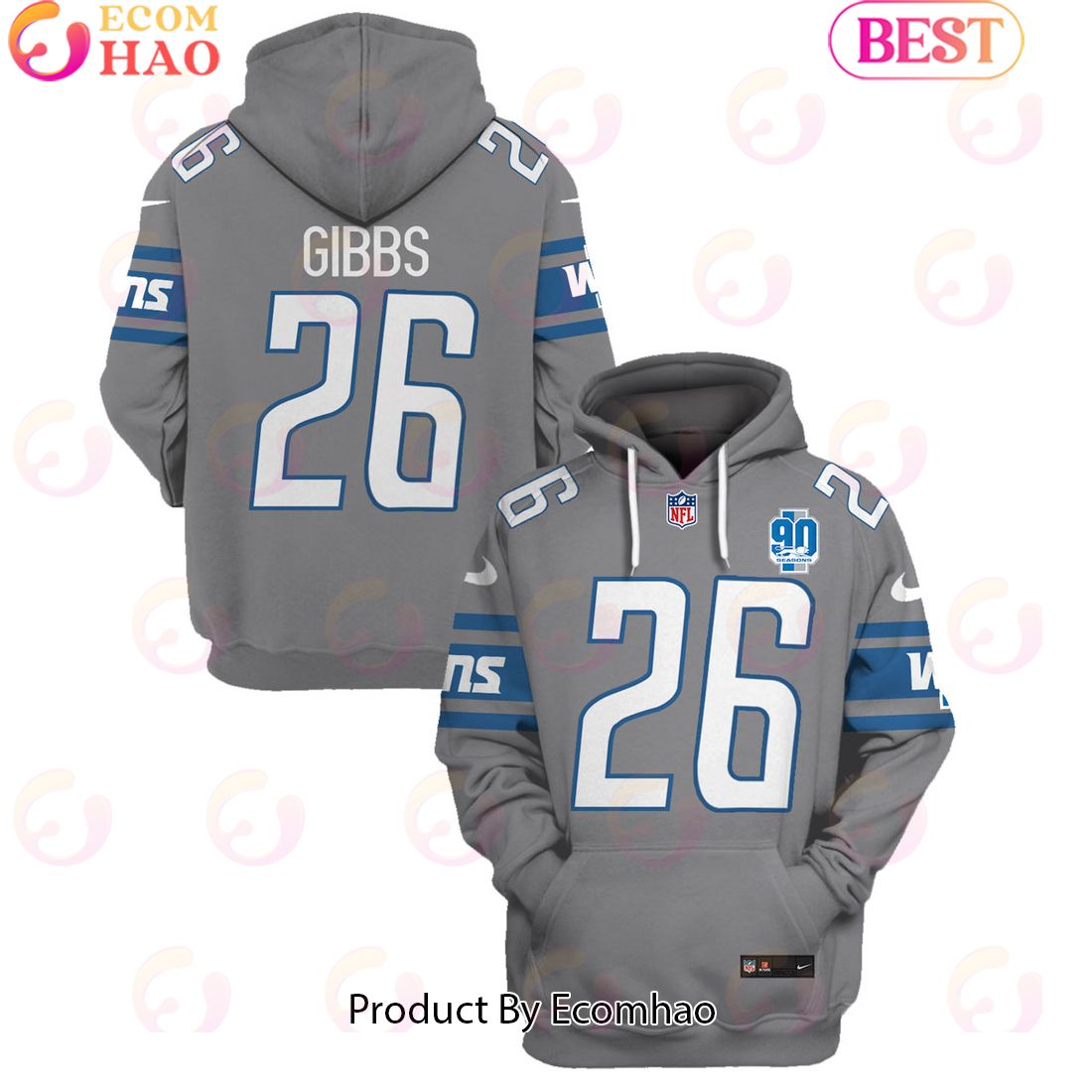 Limited Edition Jahmyr Gibbs Detroit Lions Hoodie Jersey