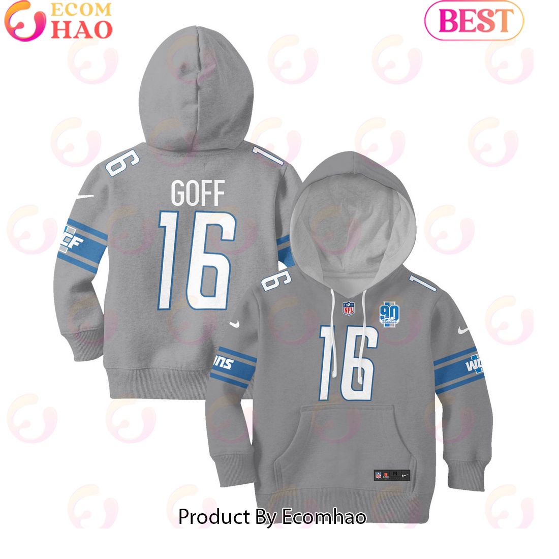 Limited Edition Jared Goff Detroit Lions Hoodie Jersey Kids