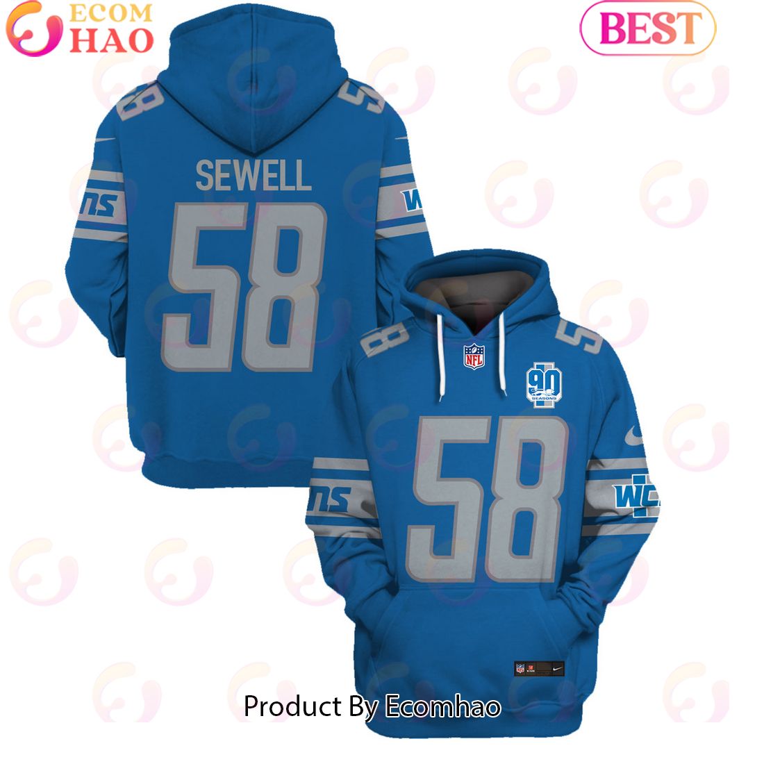 Limited Edition Penei Sewell Detroit Lions Hoodie Jersey