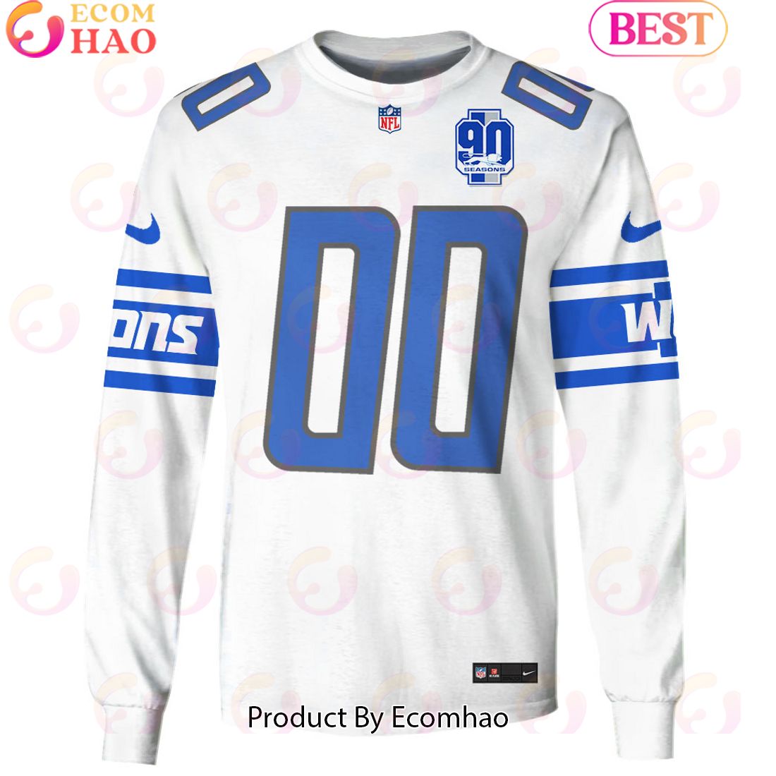 Personalized name and Number  Detroit Lions Hoodie Jersey