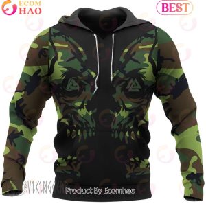 Camo Valknut Skull Art Viking Hoodie