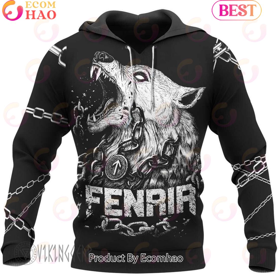 Fenrir Is Tied With Chains Viking Hoodie