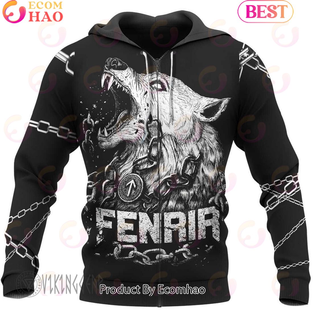 Fenrir Is Tied With Chains Viking Hoodie