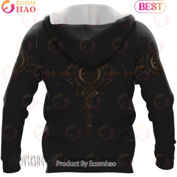 Golden Helm Of Awe Black Viking Hoodie