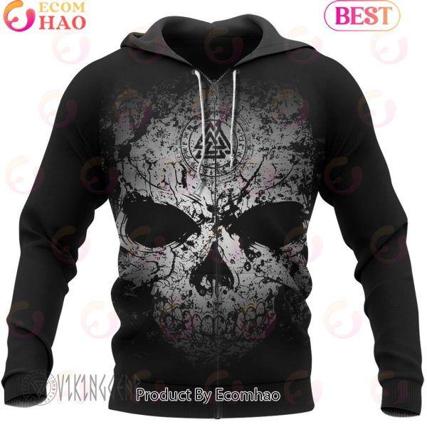 Grunge Skull Valknut Rune Viking Hoodie