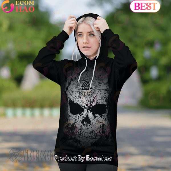 Grunge Skull Valknut Rune Viking Hoodie
