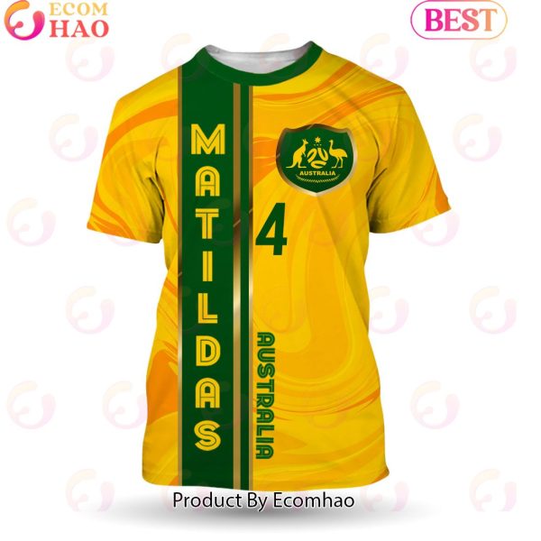 Clare Polkinghorne 4 Australia Matildas Football Team 3D T-Shirt