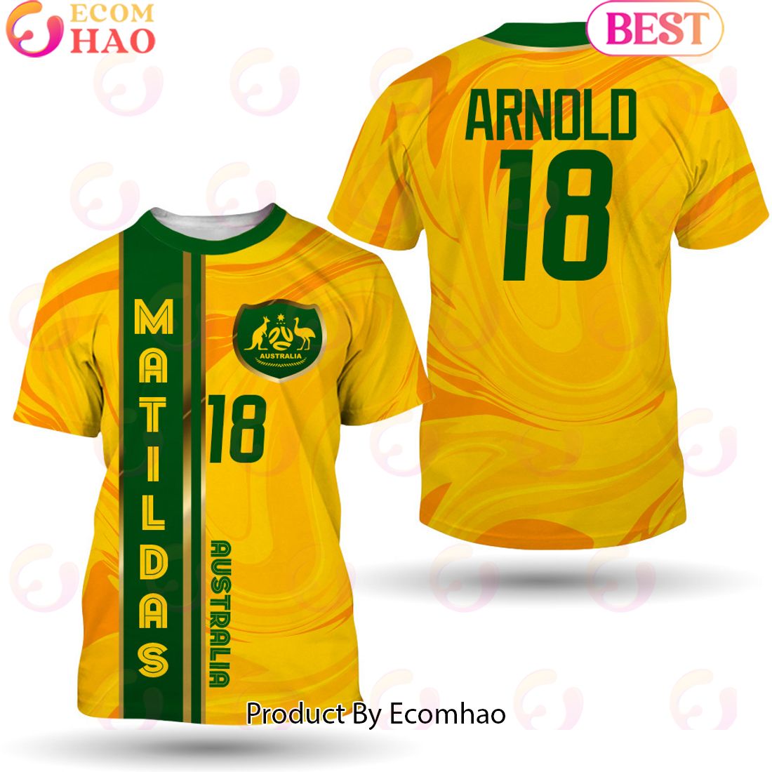 Mackenzie Arnold 18 Australia Matildas Football Team 3D T-Shirt