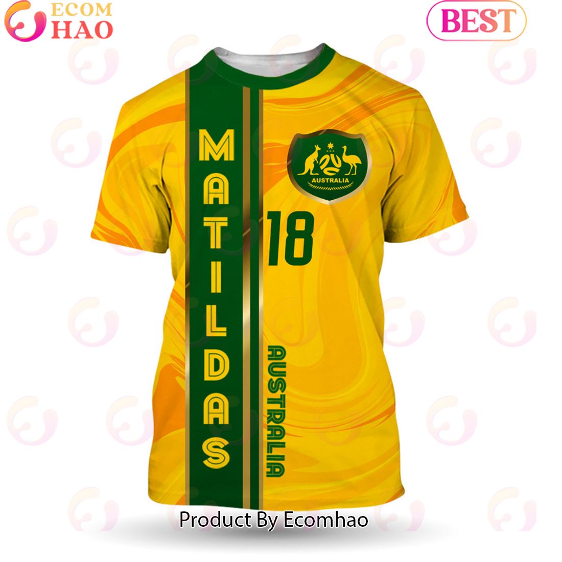 Mackenzie Arnold 18 Australia Matildas Football Team 3D T-Shirt