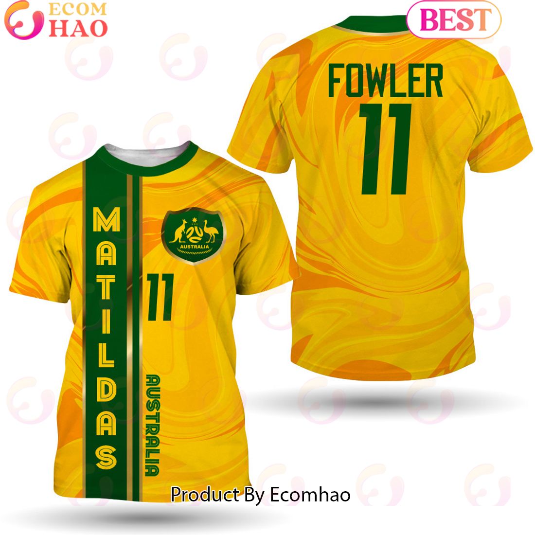 Mary Fowler 11 Australia Matildas Football Team 3D T-Shirt