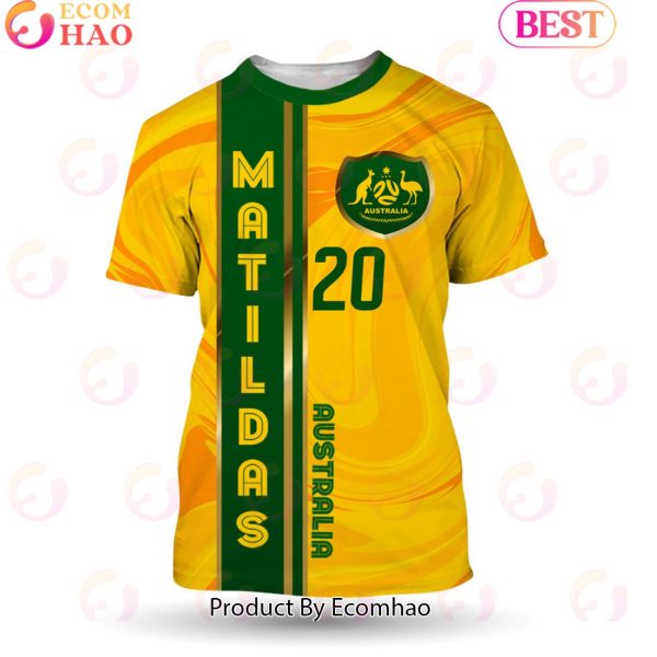 Sam Kerr 20 Australia Matildas Football Team 3D T-Shirt