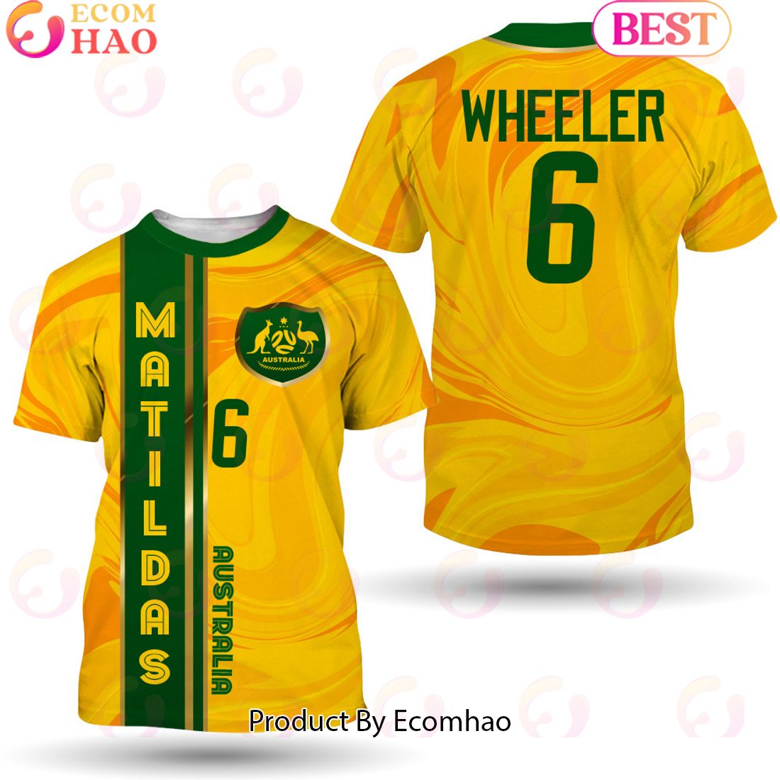 Wheeler 6 Australia Matildas Football Team 3D T-Shirt