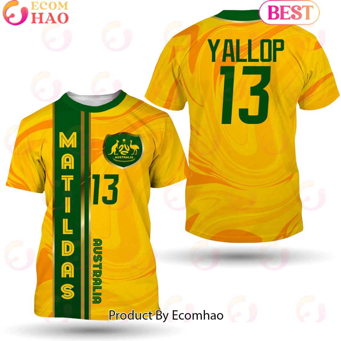 Yallop 13 Australia Matildas Football Team 3D T-Shirt