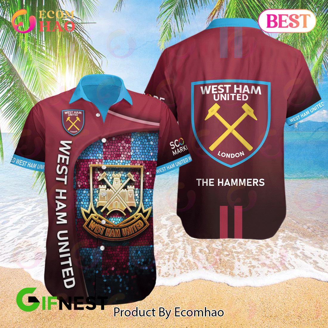 West Ham United The Hammers Hawaiian Shirt