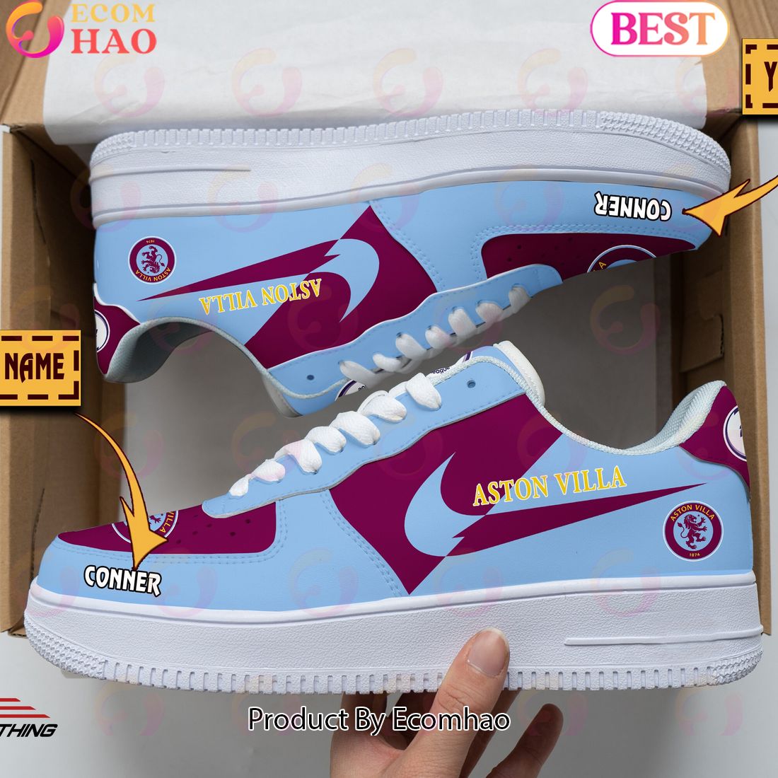 Custom Name Aston Villa F.C Air Force 1