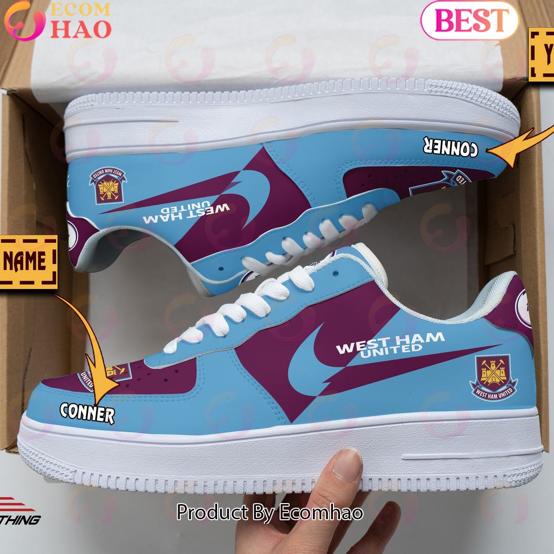 Custom Name West Ham United F.C Air Force 1