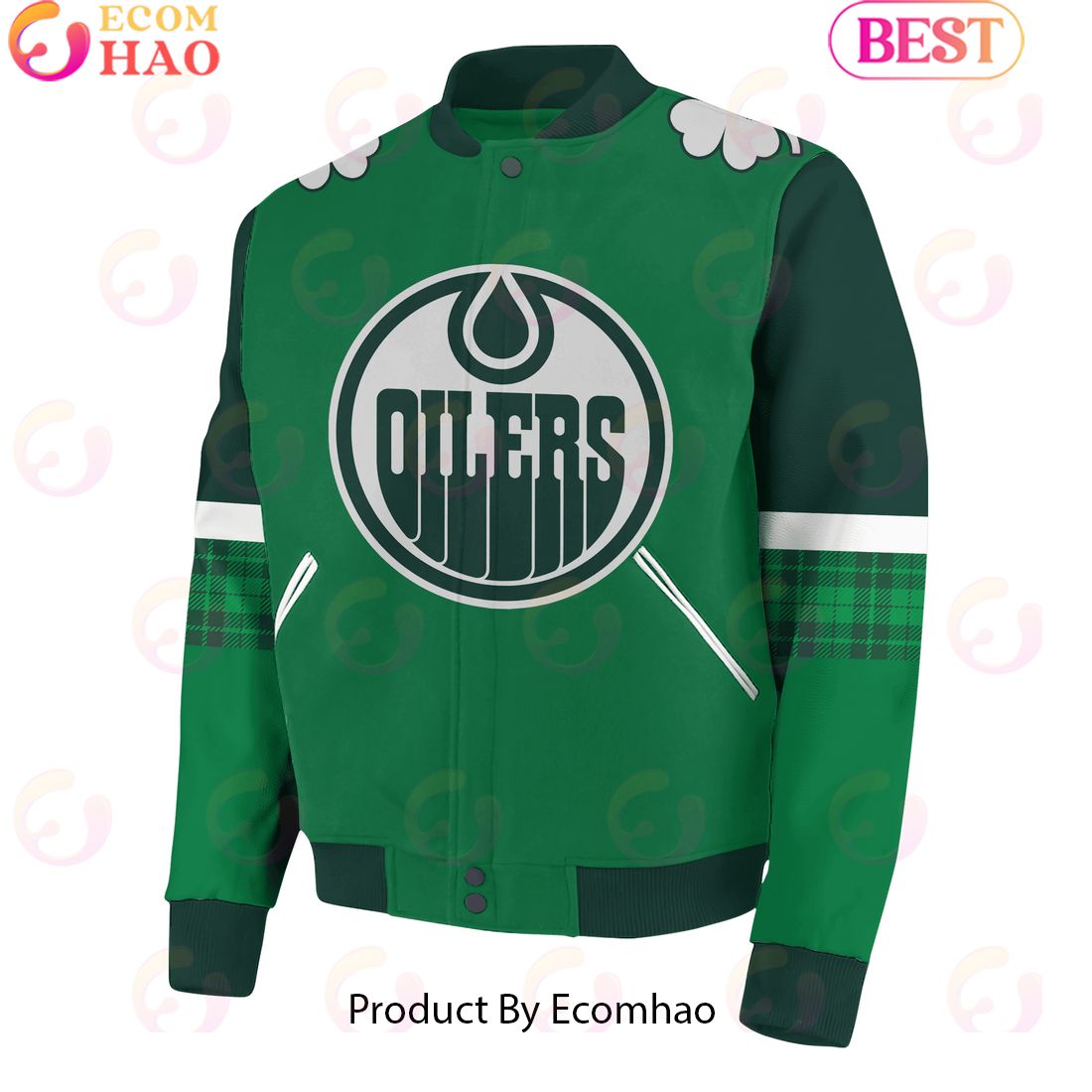 Custom Name Edmonton Oliers Happy St Patrick’s Day Baseball Jacket